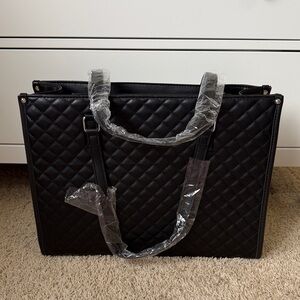 Black Quilted Tote Bag